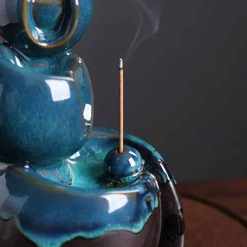 Miniatura 5 de Creative Kiln Turns - Quemador de incienso de reflujo azul izquierdo y derecho, planeta cósmico, humo, cascada, quemador de incienso, aromaterapia