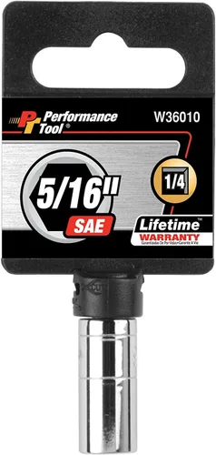 Performance Tool W36010 Cromo 1/4 Drive 6-Point Socket, 5/16