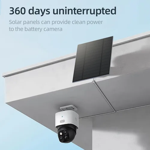 Miniatura 2 de Panel Solar de 5W de 2 Piezas para Cámara de Seguridad, Panel Solar con Puerto Micro USB y USB-C para Cámara para Exteriores con Batería Recargable