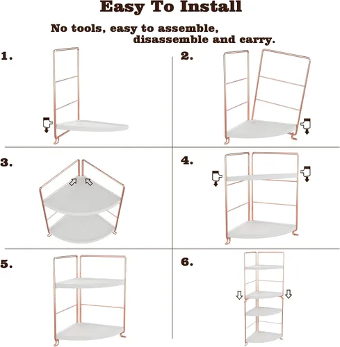 Miniatura 8 de Organizador de encimera de baño de 2 niveles, bandeja de tocador para cosméticos y maquillaje, estante de especias de cocina, estante de pie, Oro