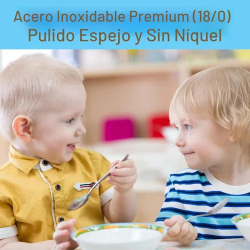 Miniatura 6 de CHILLOUT LIFE Juego de cubiertos de acero inoxidable para niños, 6 piezas, cubiertos seguros para niños y niños, juego de utensilios para niños