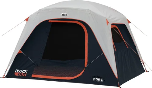 CORE Blackout 6 Person & 9 Person Dome Tent | Best Car Camping Outdoor Family Camp Tent | Included Storage Pockets for Camping Accessories |