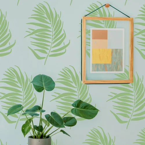 Miniatura 3 de 2 plantillas de hojas grandes para pintar en las paredes, 12 x 16 pulgadas, plantillas reutilizables de hojas de palma, selva tropical, plantillas