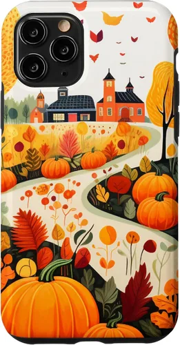 Miniatura 28 de iPhone 12 mini hojas otoño calabaza patrón otoño color hojas caso