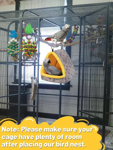 Miniatura 5 de Gran casa nido de pájaros cálida para invierno, cómoda cama para pájaros para jaula con alfombrilla, hamaca colgante refugio escondite cabaña regalo