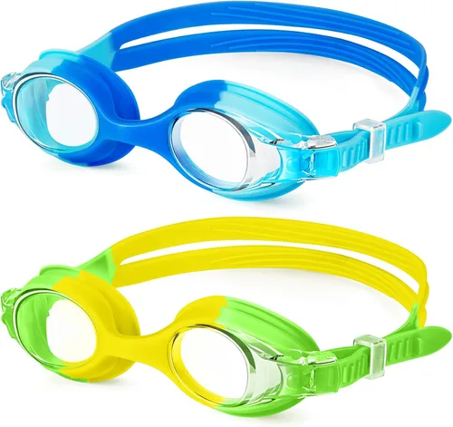 NSSIW Kids Swim-Goggles Swimming-Goggles-for Kids: Goggles Anti Fog Pool No Leak 2 Pack Ages 3-16