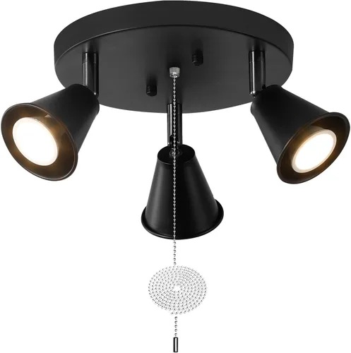Miniatura 12 de Iluminación de pista de 2 luces para techo, lámpara de techo direccional industrial de luz puntual, lámpara de techo de montaje empotrado en negro