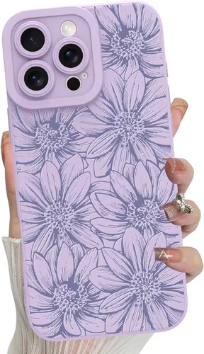 Miniatura 24 de MZELQ Funda para iPhone 17 Pro 2025, diseño de girasoles de silicona, flores florales, protección de cámara, funda delgada y suave para teléfono
