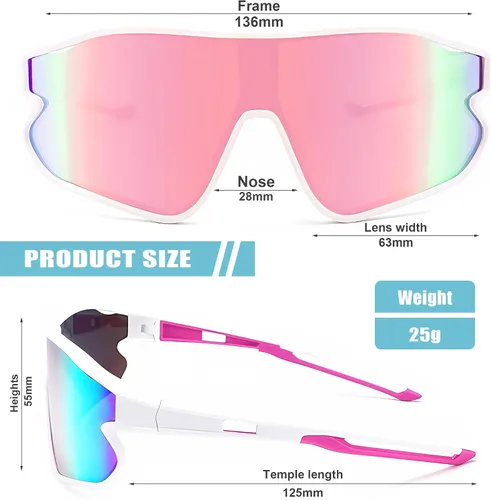 Miniatura 24 de YUNBLL&KO Gafas de sol para niños, gafas de sol de béisbol para jóvenes, TR90, marco ligero, UV400, gafas de sol deportivas para ciclismo para niñas