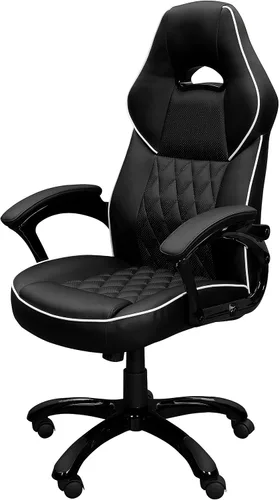 Miniatura 10 de Techni Mobili Silla ejecutiva de piel sintética con reposabrazos acolchados, silla de oficina de estilo de carreras ajustable en altura con control