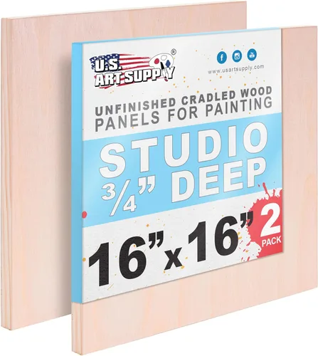 Miniatura 16 de U.S. Art Supply Paneles de madera acunados sin terminar para pintar, paquete de 5 tableros de lona de madera de abedul de estudio de 3/4 pulgadas