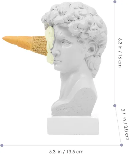 Miniatura 2 de SEWACC David Escultura David Head Retrato Resina David Busto Helado Creativo Estatua de David Destrozada Hawaiana Tropical Playa Piscina Decoración