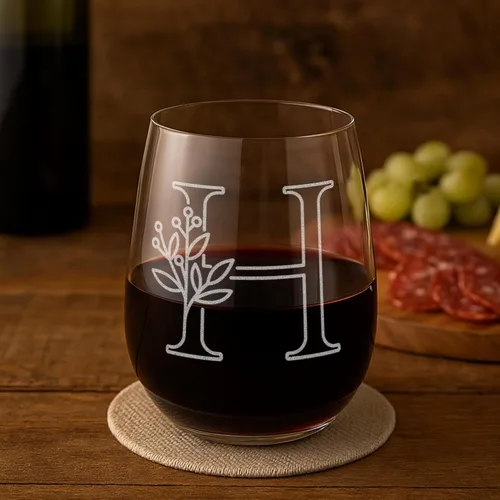 Miniatura 11 de On The Rox Drinks Regalos con monograma para mujeres y hombres – Letra A-Z inicial grabada monograma copa de vino sin tallo, regalo de vino
