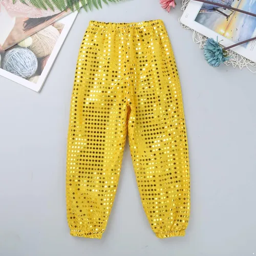 Miniatura 3 de Pantalones sueltos de lentejuelas para niños, pantalones de baile callejero de hip hop, pantalones Haren, traje de baile para niños y niñas