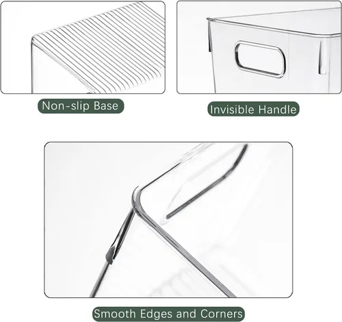 Miniatura 5 de Paquete de 4 organizadores de cocina – Contenedores de almacenamiento de plástico transparente para refrigerador, despensa, gabinete, encimeras