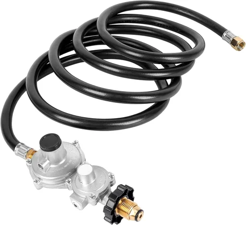 GASPRO Regulador de propano de dos etapas de 10 pies con manguera P.O.L. y 3/8 de pulgada de rosca hembra para RV, parrilla, estufa de gas, cocina
