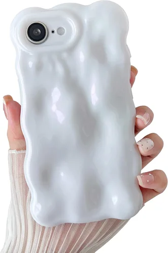 Miniatura 44 de XIZYO Funda para iPhone 13 de 6.1 pulgadas, bonito patrón de ondas, estético, 3D, rizado, ondulado, chapado en purpurina, para mujeres y niñas, Azul