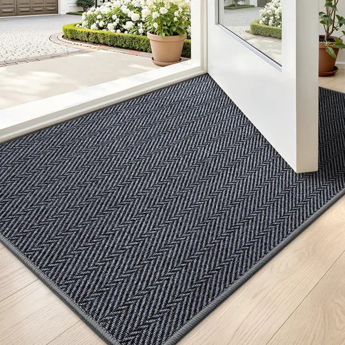 Miniatura 10 de LUMI Tapete ultradelgado para puerta de interior de 17 x 30 pulgadas, tapete de entrada antideslizante, tapete de perfil bajo, tapete de diseño