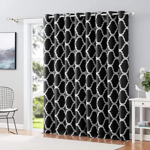 Miniatura 30 de Melodieux - Cortina opaca con aislamiento térmico y ojales, de estilo marroquí, 100 x 84 pulgadas, color gris (1 panel)