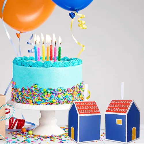 Miniatura 6 de Haomian 20 cajas de regalo con forma de casa, cajas de casa para golosinas, soportes para dulces para postres, soportes de galletas elegantes