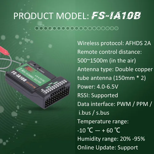 Miniatura 4 de GoolRC Flysky FS-iA10B Receptor 2.4G 10CH para Flysky FS-i6 FS-i6S FS-i10 Transmisor