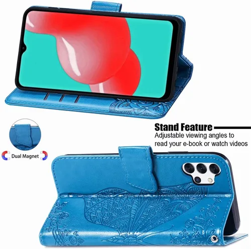 Miniatura 4 de Funda tipo cartera para Samsung Galaxy A32 5G, funda tipo cartera para Samsung A32 5G, piel sintética de alta calidad, con diseño de mariposas