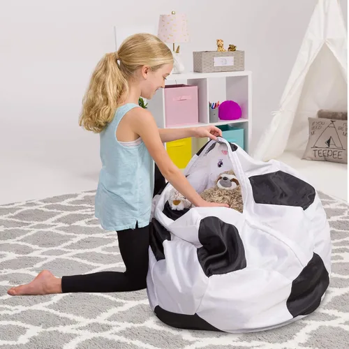 Miniatura 11 de Posh Stuffable - Sillón puff con almacenamiento para niños, contenedor de animales de peluche, organizador de juguetes de niños Lona rayas verde