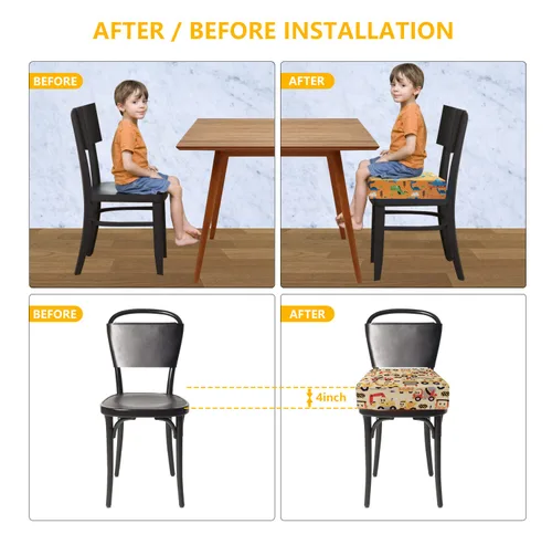 Miniatura 5 de Asiento elevador para mesa de comedor para niños pequeños, lavable de 4 pulgadas, correas dobles más seguras, parte inferior antideslizante, asiento