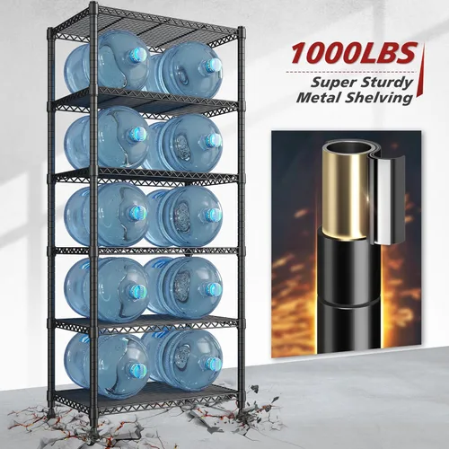 Miniatura 4 de REIBII Estantería de Metal de 5 Niveles de Alambre Resistente, Estantes de Almacenamiento, Organizador de Acero Ajustable de Alambre para Cocina