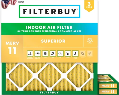 Miniatura 15 de Filterbuy Filtro de aire MERV 11 de 8 x 14 x 1 pulgadas para defensa de mascotas y alergias (paquete de 3), filtros electrostáticos plisados