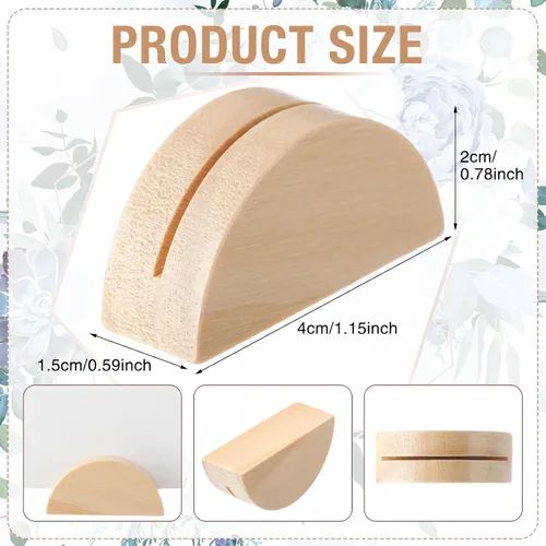 Miniatura 2 de Colingmill 48 soportes de números de madera natural para interiores, ligeros, para mesa de boda, con nombre, diseño semicircular, tarjetero