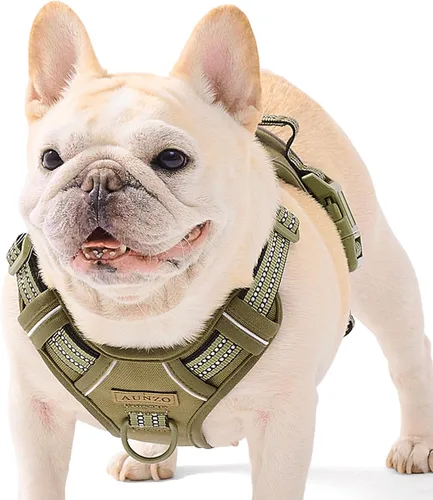 Miniatura 20 de Arnés para perro sin tirones para perros medianos, chaleco reflectante ajustable con asa, para entrenamiento, senderismo, caminar, chaleco gris a