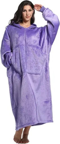 Miniatura 27 de FUSSEDA - Sudadera con manta portátil de gran tamaño, forro polar cálido y grueso con capucha sherpa acogedora con bolsillos y mangas. Regalo