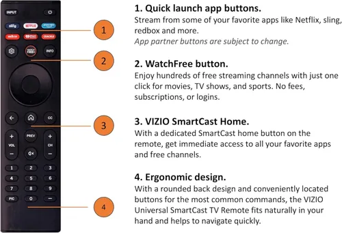 Miniatura 2 de XRT140 - Control remoto compatible con todos los televisores universales VIZIO SmartCast con Sling Netflix Prime Video redbox iHeart Radio Crackle