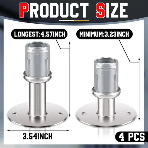 Miniatura 2 de Dunzy Pies ajustables de acero inoxidable con bridas para muebles de base redonda para tubos de acero inoxidable de 1 5/8 pulgadas, soporte de patas