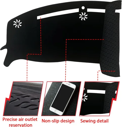 Miniatura 2 de Tapete antideslizante para tablero de instrumentos compatible con Dodge Challenger 2015-2022 Protector solar (borde negro)
