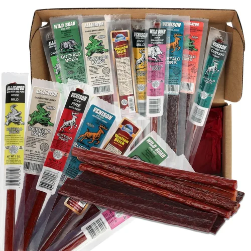 Miniatura 4 de Jerky Dynasty Bayou Mix - Paquetes de aperitivo de carne seca exótica con venado, jabalí y caimán - Sabores únicos de todo el mundo