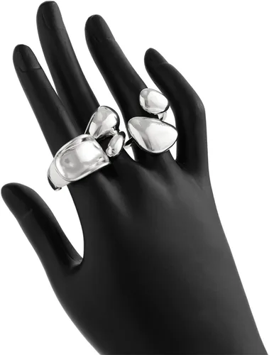 Miniatura 3 de PINK TOWN Juego de anillos gruesos dorados, anillos apilables geométricos vintage, anillo exagerado para nudillos, estilo bohemio, cúpula gruesa