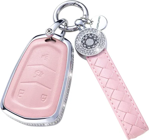 Miniatura 37 de Funda para Llave Honda con Llavero, Carcasa Protectora de Cuero Genuino Rosa con Cristales Compatible con Honda Accord Civic CRV Pilot Odyssey 2022