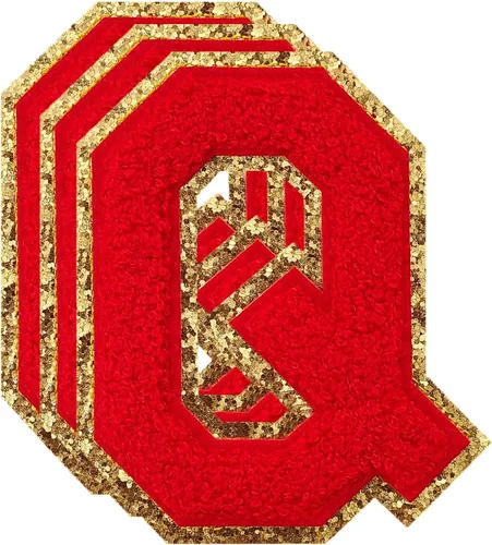 Miniatura 180 de 3 parches de números de chenilla negra, tamaño grande de 4-1/2" parches de números para planchar, parches universitarios para ropa, 8" Borde oro rosa