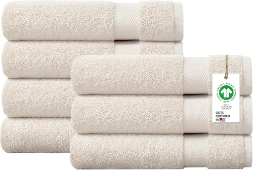 Miniatura 72 de Toallas 100% algodón orgánico de 22.93 oz/m² de felpa al tacto de secado rápido, paquete de 12 toallas de lavado de algodón orgánico, certificado