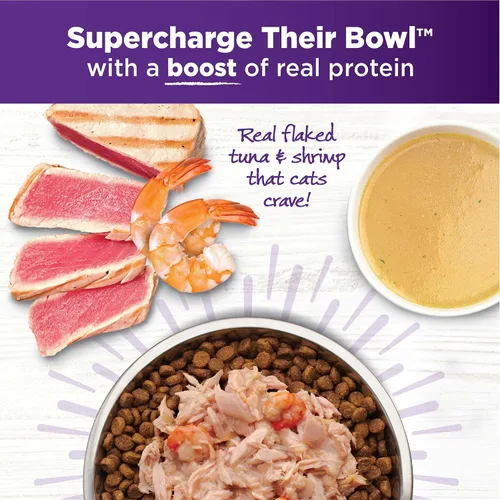 Miniatura 3 de Wellness Bowl Boosters Shreds with Caldo Wet Cat Food Topper, sin granos, natural, receta de atún en hojuelas y camarones, 1.75 onzas, paquete de 12