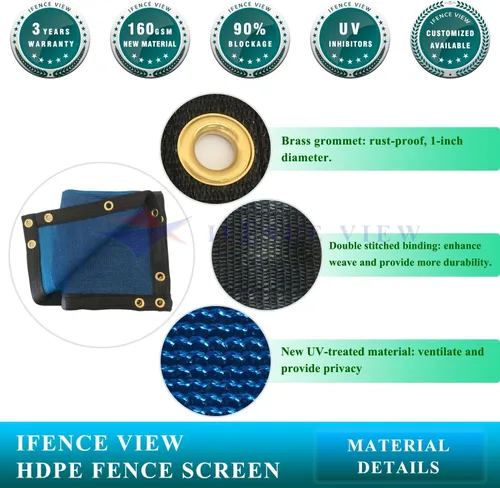 Miniatura 3 de Ifenceview - Paneles de malla para valla de privacidad, 8 x 3 pies a 8 x 50 pies, color azul, para construcción, patio, entrada, jardín, pérgola