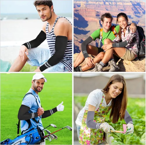 Miniatura 6 de SATINIOR 6 pares de mangas de compresión para brazos con protección solar UV, para mujeres y hombres, golf, deportes al aire libre