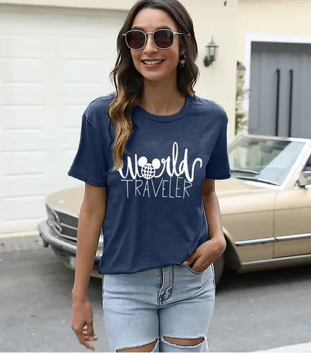 Miniatura 4 de SUPEYA Camiseta de viaje mundial para mujer, bonita camiseta gráfica de tierra, casual, de viaje, para vacaciones, manga corta