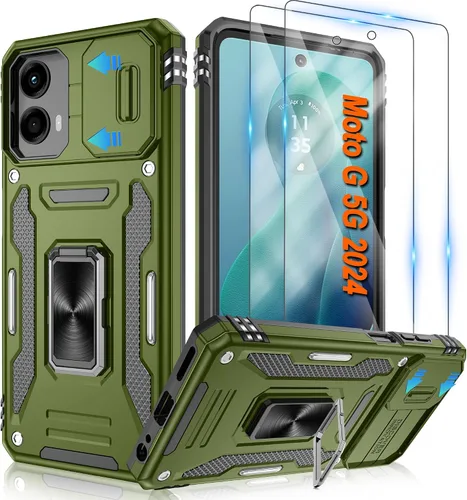 Miniatura 68 de Atump Funda para Motorola Moto G Play 2024 (4G) con [paquete de 2] protector de pantalla HD y cubierta para cámara deslizante, soporte de anillo