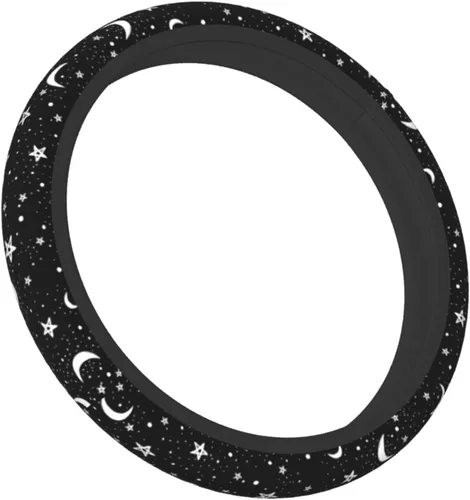 Miniatura 8 de Funda de volante para mujeres y hombres, tablero de ajedrez a cuadros en blanco y negro, protector de volante de neopreno, ajuste universal