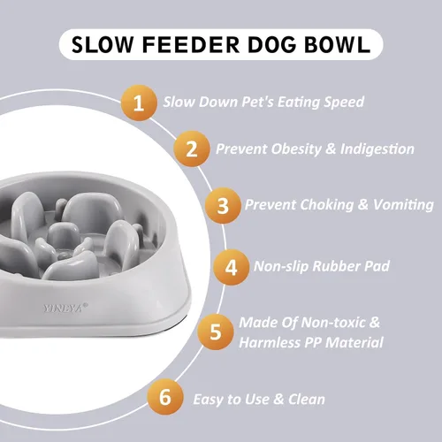Miniatura 2 de YINEYA Cuencos de alimentación lenta para perros, suministros para mascotas que ralentizan la alimentación, cuencos para comida de mascotas, J - Gris