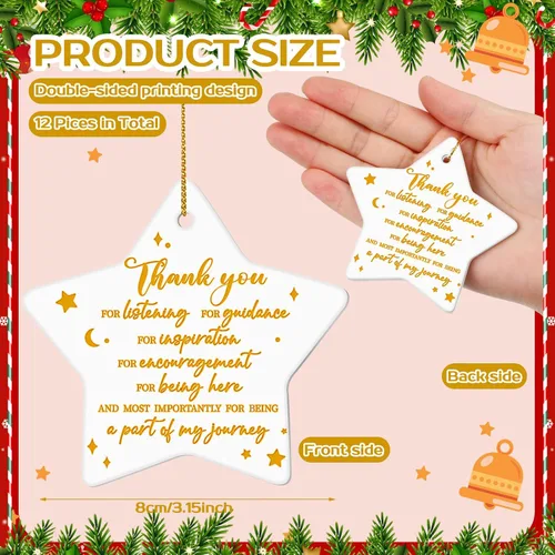 Miniatura 3 de Suzile 12 Piezas Adornos de Navidad Regalos de Agradecimiento Adornos Colgantes para Regalos de Equipo para Empleados, Voluntarios, Apreciación