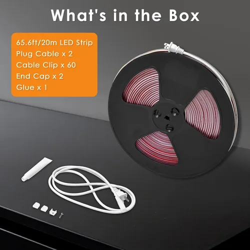 Miniatura 7 de Tira de luz LED COB de 110 V, 65.6 pies, 6000 K, blanco frío, IP65, impermeable, súper brillante, 5920 LED, cinta cortable para techo interior, casa